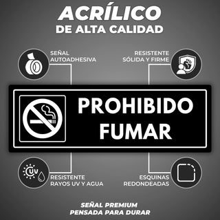 Señal Prohibido Fumar: material premium resistente a rayos UV y agua