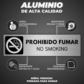 Prohibido Fumar: material premium resistente a rayos UV y agua