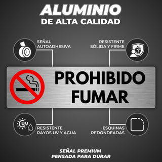 Señal Prohibido Fumar: material premium resistente a rayos UV y agua
