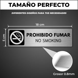 Prohibido Fumar: medidas y grosor del producto