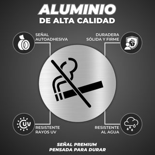 Señal Prohibido Fumar: material premium resistente a rayos UV y agua