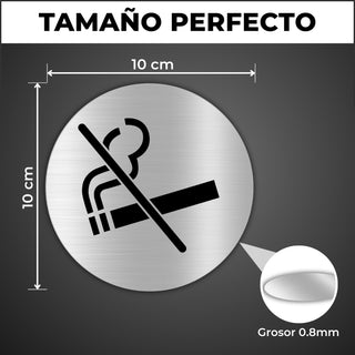 Señal Prohibido Fumar: medidas y grosor del producto