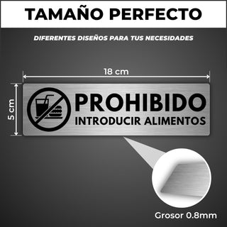 Señal Prohibido Introducir Alimentos: medidas y grosor del producto