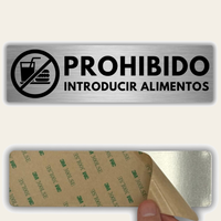 LEIASA | Señal Prohibido Introducir Alimentos - 5x18 cm - Aluminio - Grosor 0.8 mm - Resistente Exterior - Impresión UV