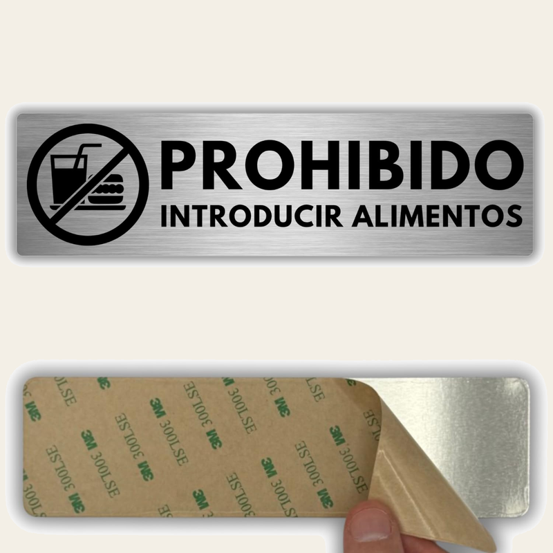 Señal Prohibido Introducir Alimentos de aluminio, 5x18 cm