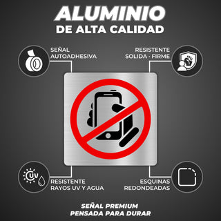 Prohibido Móvil: material premium resistente a rayos UV y agua