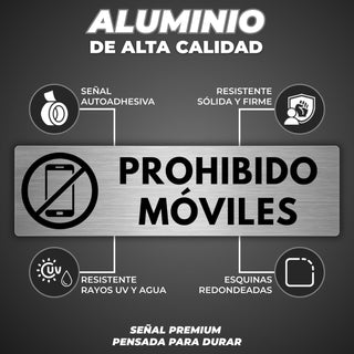 Señal Prohibido Móviles: material premium resistente a rayos UV y agua