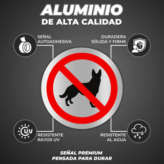 Prohibido Perros: material premium resistente a rayos UV y agua