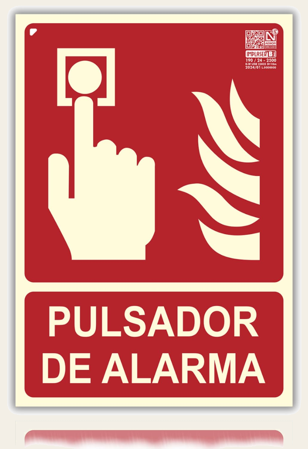 Señal Pulsador de Alarma Homologada de pvc fotoluminiscente, 21x30 cm