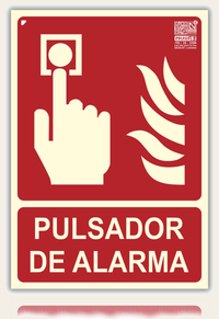 LEIASA | Señal Pulsador de Alarma Homologada - 21x30 cm - PVC Fotoluminiscente - Clase B - 10 Años
