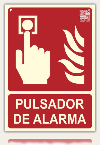 Señal Pulsador de Alarma Homologada de pvc fotoluminiscente, 21x30 cm