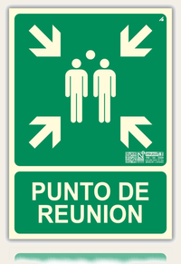 LEIASA | Señal Punto de Reunión Homologada - 21x30 cm - PVC Fotoluminiscente - Clase B - 10 Años