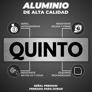 Señal Quinto Piso: material premium resistente a rayos UV y agua