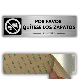 Señal Quitarse los Zapatos de aluminio, 5x18 cm