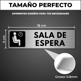 Señal Sala de Espera: medidas y grosor del producto