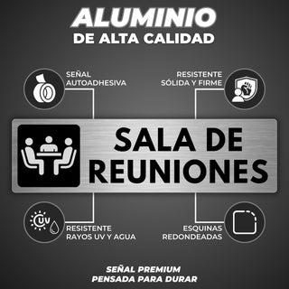 Señal Sala de Reuniones: material premium resistente a rayos UV y agua