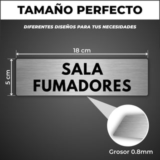 Señal Sala Fumadores: medidas y grosor del producto