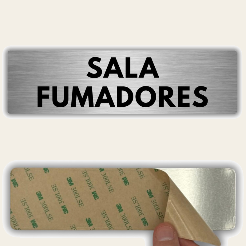 Señal Sala Fumadores de aluminio, 5x18 cm