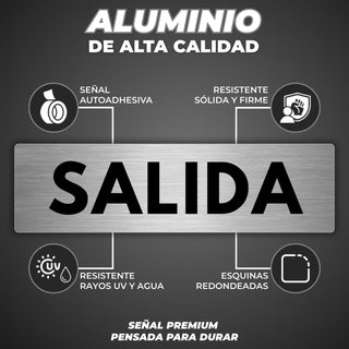 Señal Salida: material premium resistente a rayos UV y agua