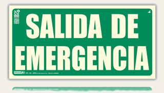 Señal Salida de Emergencia Homologada de pvc fotoluminiscente, 16x32 cm
