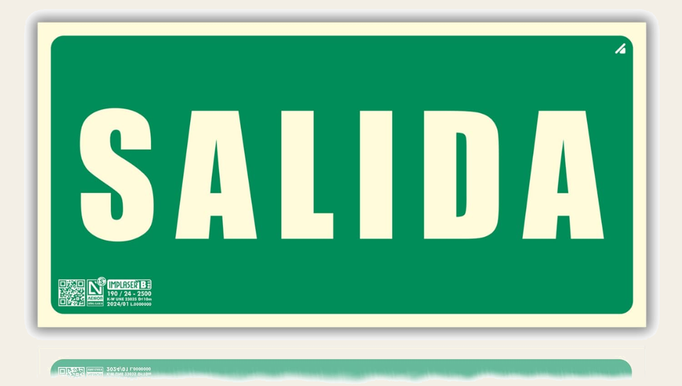 Señal Salida Homologada de pvc fotoluminiscente, 16x32 cm