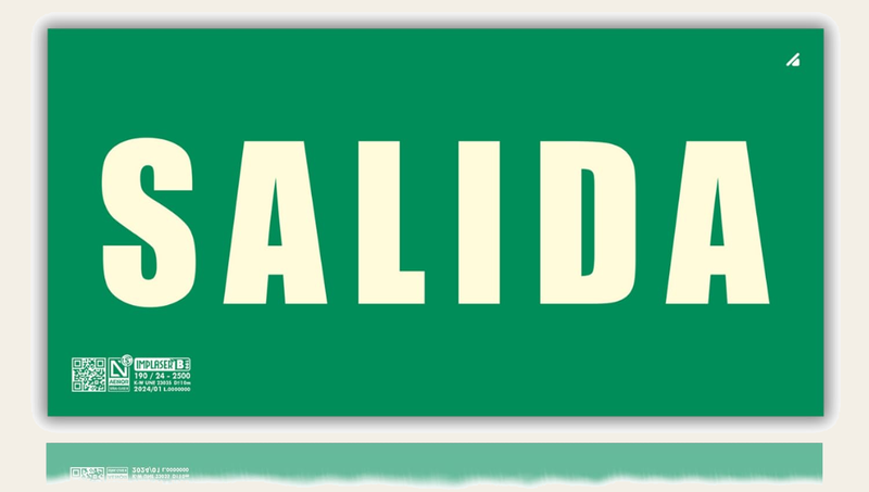 Señal Salida Homologada Sin Marco de pvc fotoluminiscente, 16x32 cm