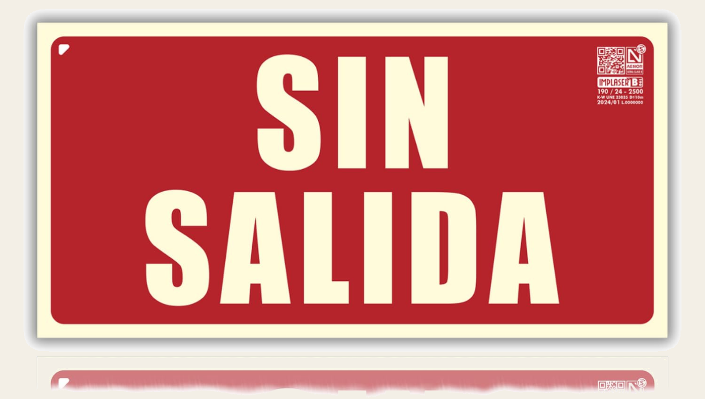Señal Sin Salida Homologada de pvc fotoluminiscente, 16x32 cm