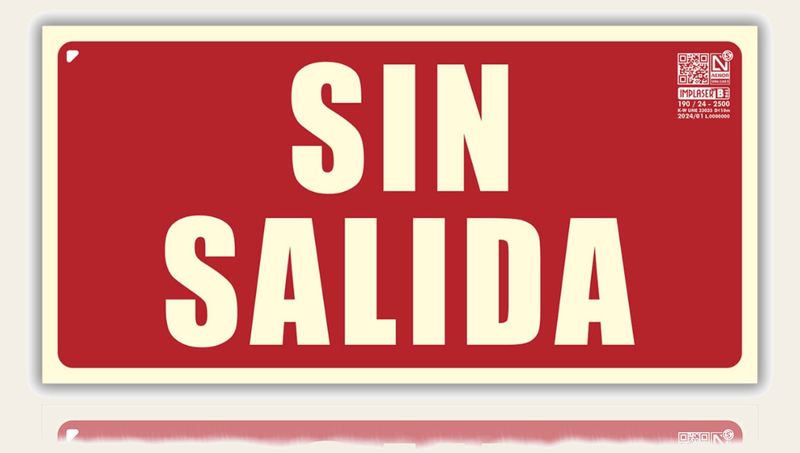 Señal Sin Salida Homologada de pvc fotoluminiscente, 16x32 cm
