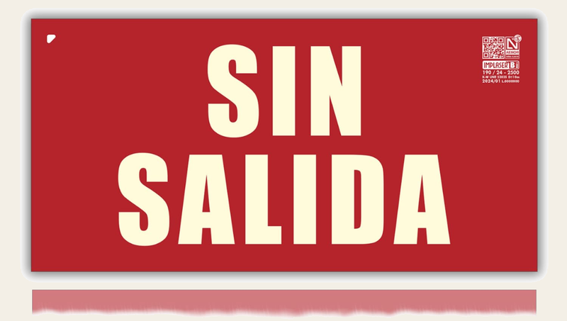 Señal Sin Salida Homologada Sin Marco de pvc fotoluminiscente, 16x32 cm