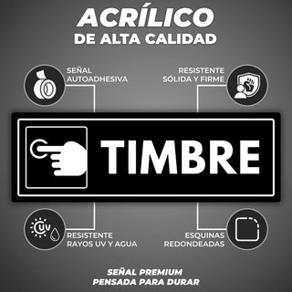 Señal Timbre: material premium resistente a rayos UV y agua