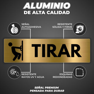 Señal Tirar Puerta: material premium resistente a rayos UV y agua