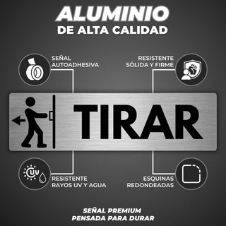 Señal Tirar Puerta: material premium resistente a rayos UV y agua