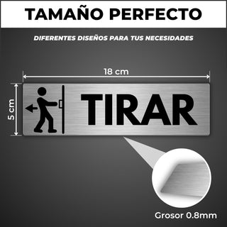 Señal Tirar Puerta: medidas y grosor del producto
