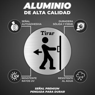Señal Tirar Puerta: material premium resistente a rayos UV y agua