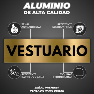 Señal Vestuario: material premium resistente a rayos UV y agua