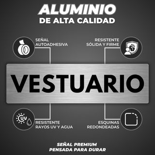 Señal Vestuario: material premium resistente a rayos UV y agua