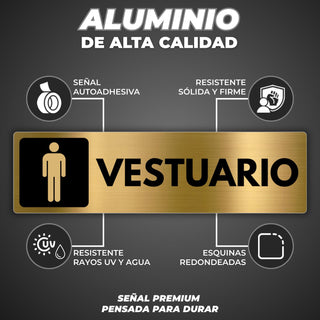 Señal Vestuario Hombre: material premium resistente a rayos UV y agua