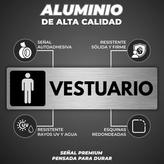 Señal Vestuario Hombre: material premium resistente a rayos UV y agua