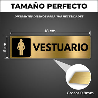 Señal Vestuario Mujer: material premium resistente a rayos UV y agua