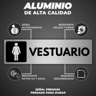 Señal Vestuario Mujer: material premium resistente a rayos UV y agua