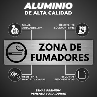 Señal Zona de Fumadores: material premium resistente a rayos UV y agua