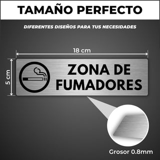 Señal Zona de Fumadores: medidas y grosor del producto