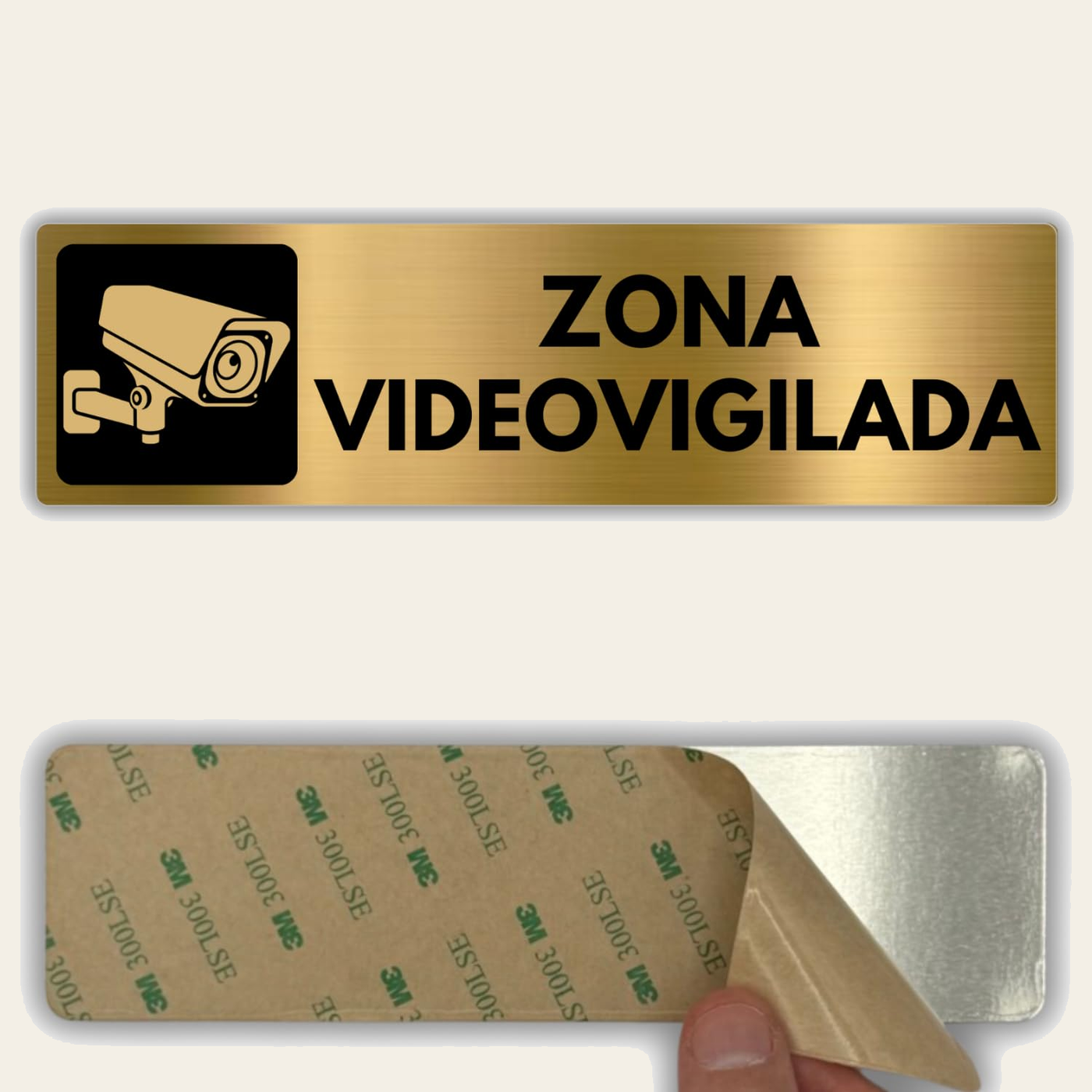 Señal Zona Videovigilada de aluminio, 5x18 cm
