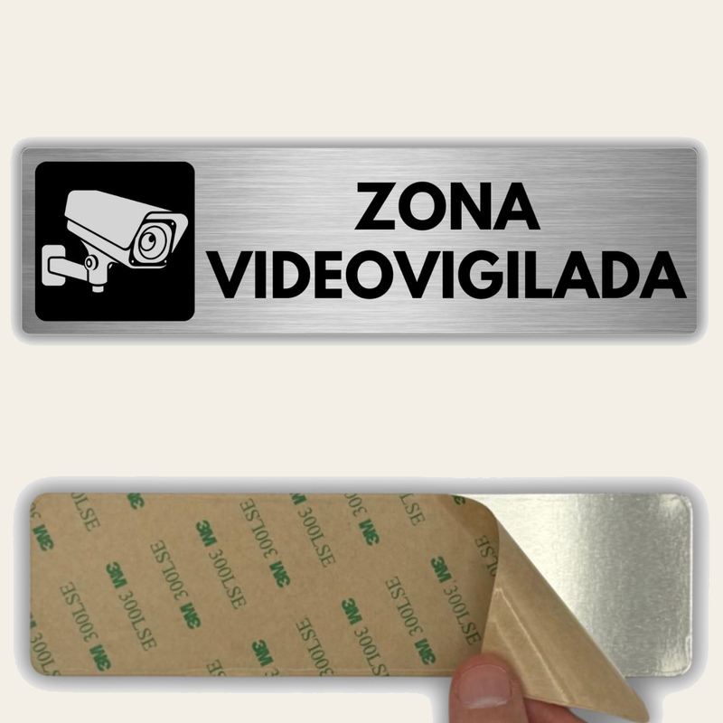 Señal Zona Videovigilada de aluminio, 5x18 cm