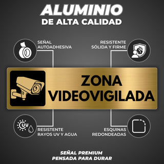 Señal Zona Videovigilada: material premium resistente a rayos UV y agua