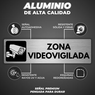 Señal Zona Videovigilada: material premium resistente a rayos UV y agua