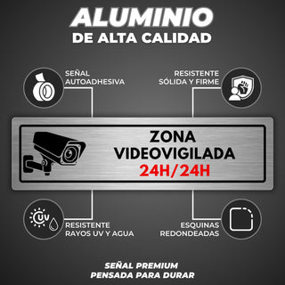 Zona Videovigilada: material premium resistente a rayos UV y agua