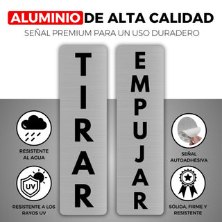 Set Señales Empujar y Tirar Puerta: material premium resistente a rayos UV y agua