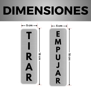 Set Señales Empujar y Tirar Puerta: medidas y grosor del producto